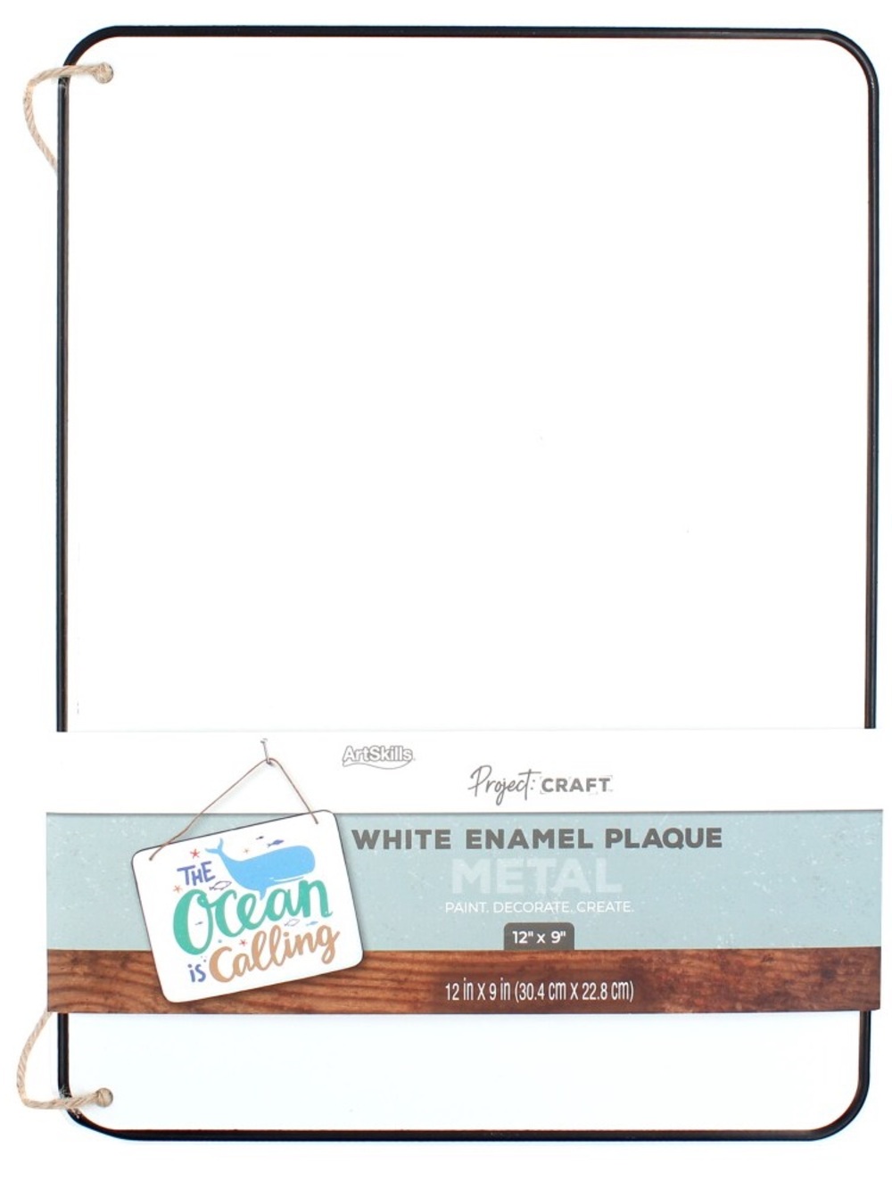 White Enamel Metal Plaque - 12 x 9